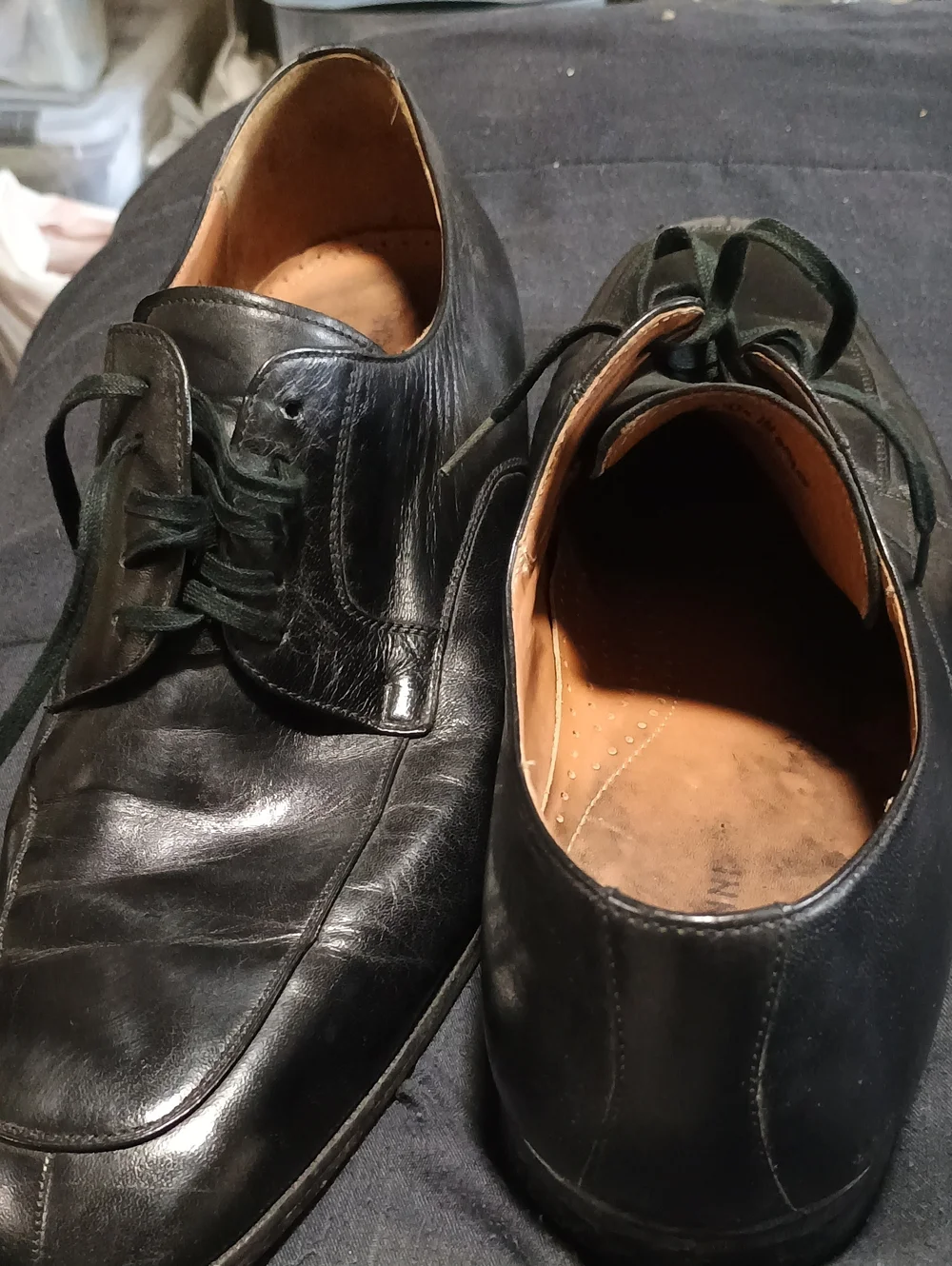 Magnanni Black Leather Derby Shoes with Dark Green Laces (252) 12